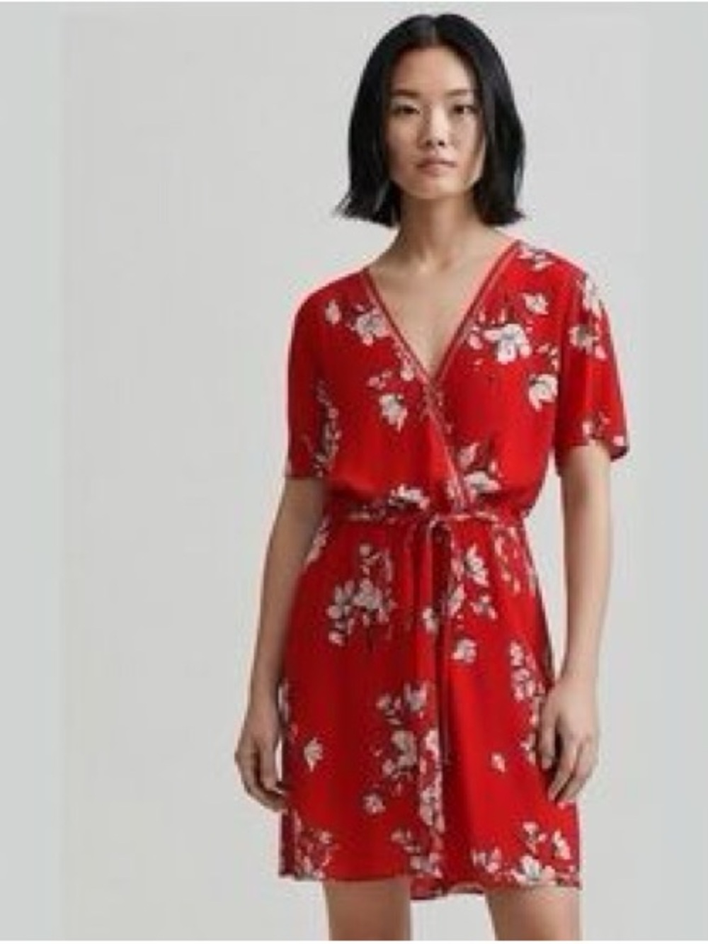 Sienna Sky Red Floral Wrap Dress with Tie Waist